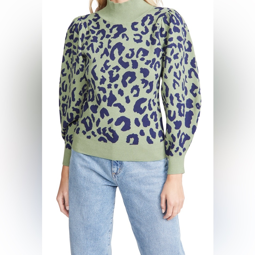 525 leopard mock neck pullover (small)
